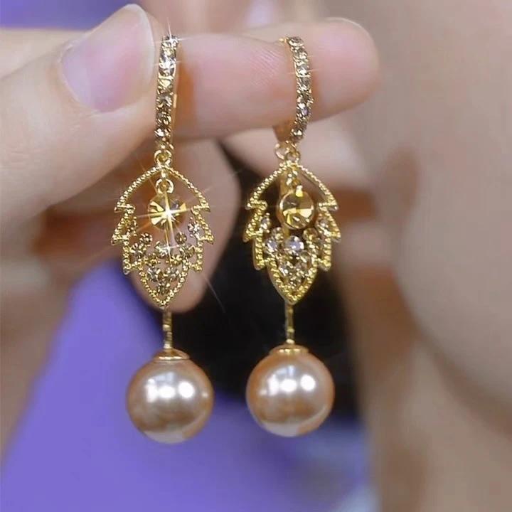 925银耳饰 微美防过敏高级感正品满钻叶子耳环女时尚百搭新款轻奢