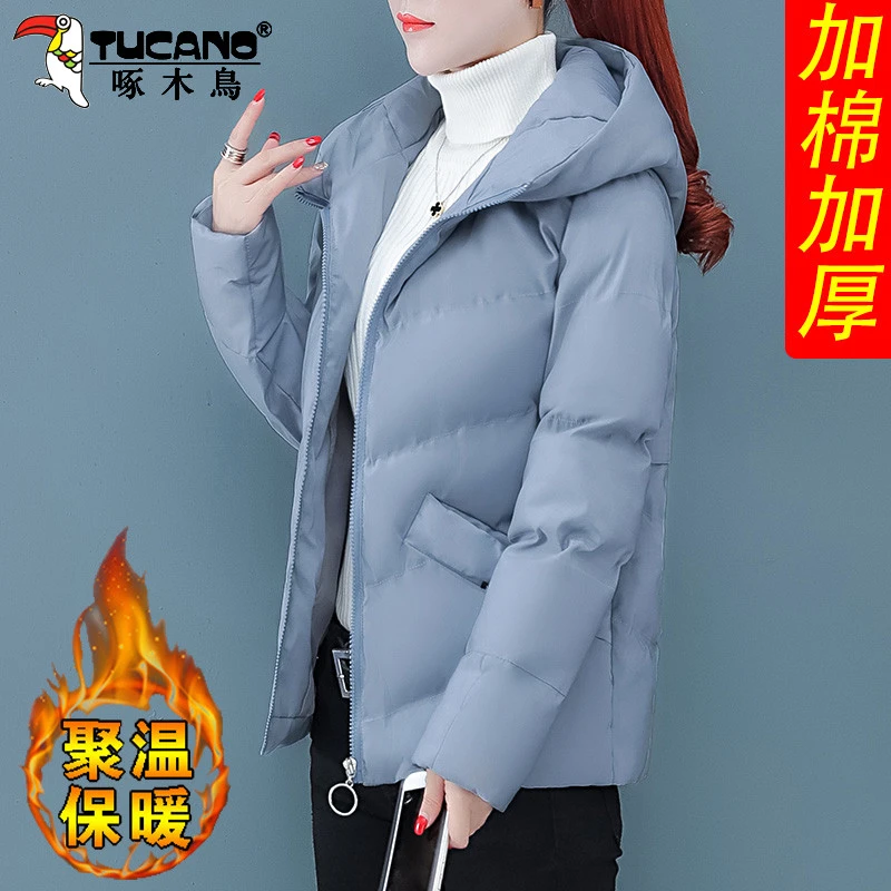 【官方】啄木鸟棉服女短款冬新款宽松洋气棉袄加厚保暖棉衣外套冬装