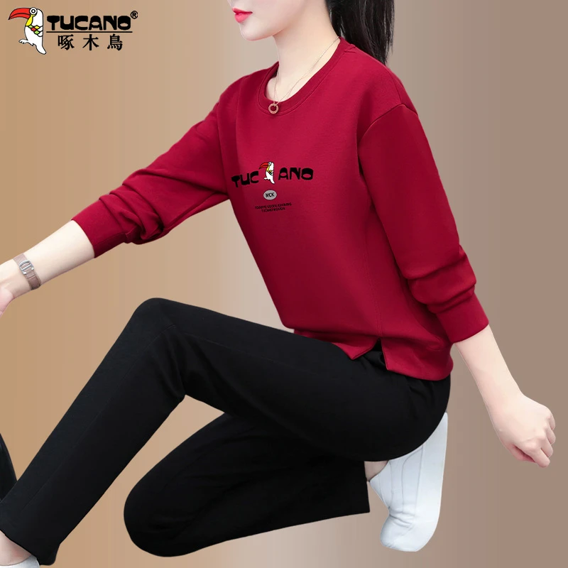 【官方】啄木鸟女士秋装运动服套装新款中年妈妈时尚洋气休闲