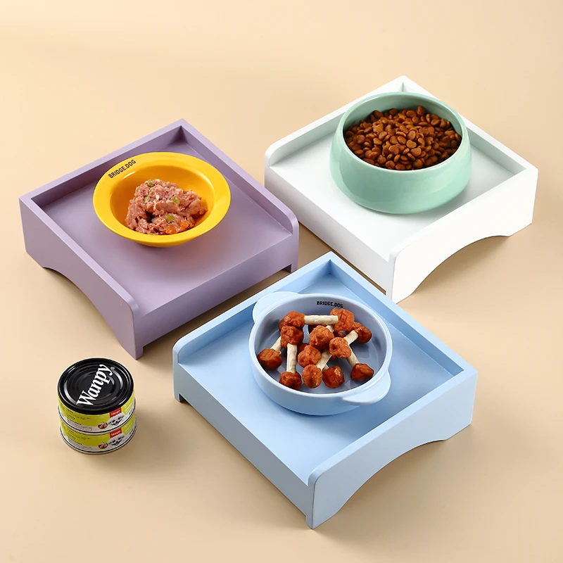 猫碗架可爱韩国BD宠物猫咪餐桌碗架宠物实木颈椎宠物碗架宠物用品