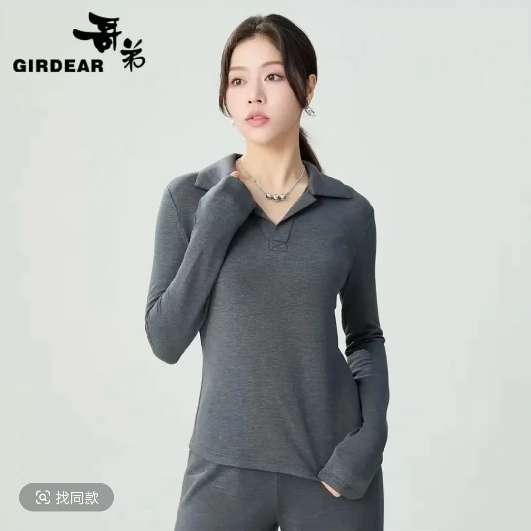 GIRDEAR/哥弟新款衬衫时尚经典简约无扣式长袖polo衫1301029