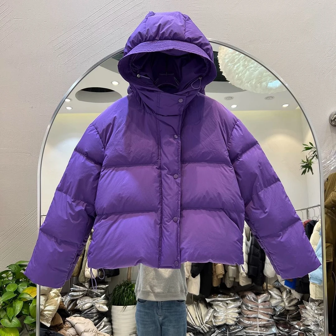 设计感花苞连帽加厚短款棉服外套女冬季减龄洋气百搭宽松面包服潮