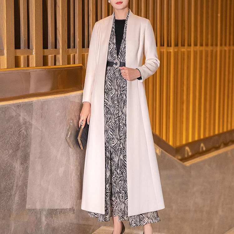 招牌款-首尚格释2025年冬季新品黑色连立领毛呢大衣外套