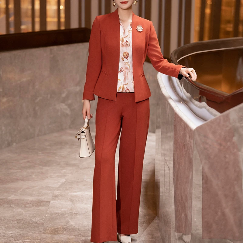 秋季套装女2025年新款端庄大气西装外套时尚气质修身裙子三件套女