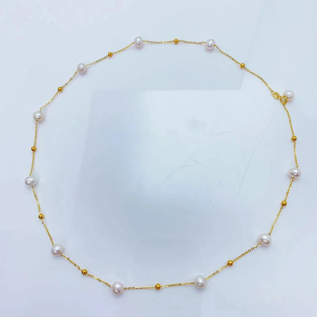 【满天星】6-7mm淡水珍珠S925银项链女锁骨链 非基地发货 XL80190SY