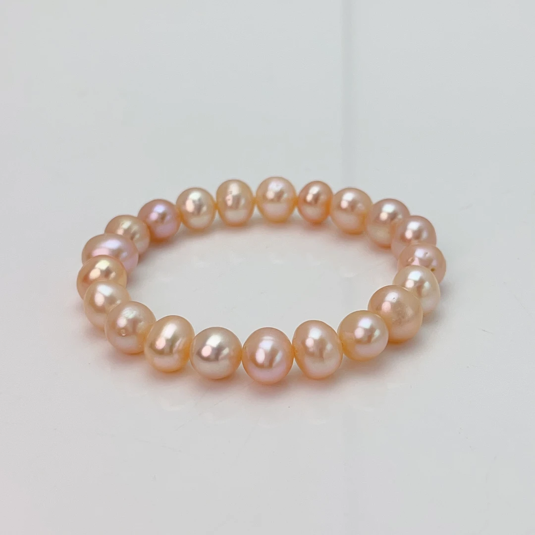 【日落y】8-9MM天然淡水珍珠大点位强光轻奢香槟金手链经典DSL00687