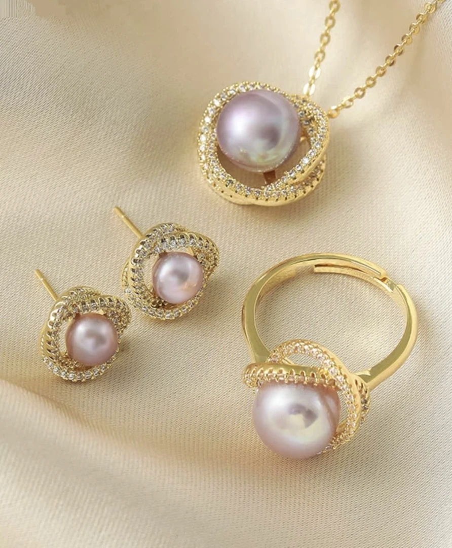 【三生三世】约7-8mm淡水无核珍珠项链首饰套装百搭气质  XL80237SY