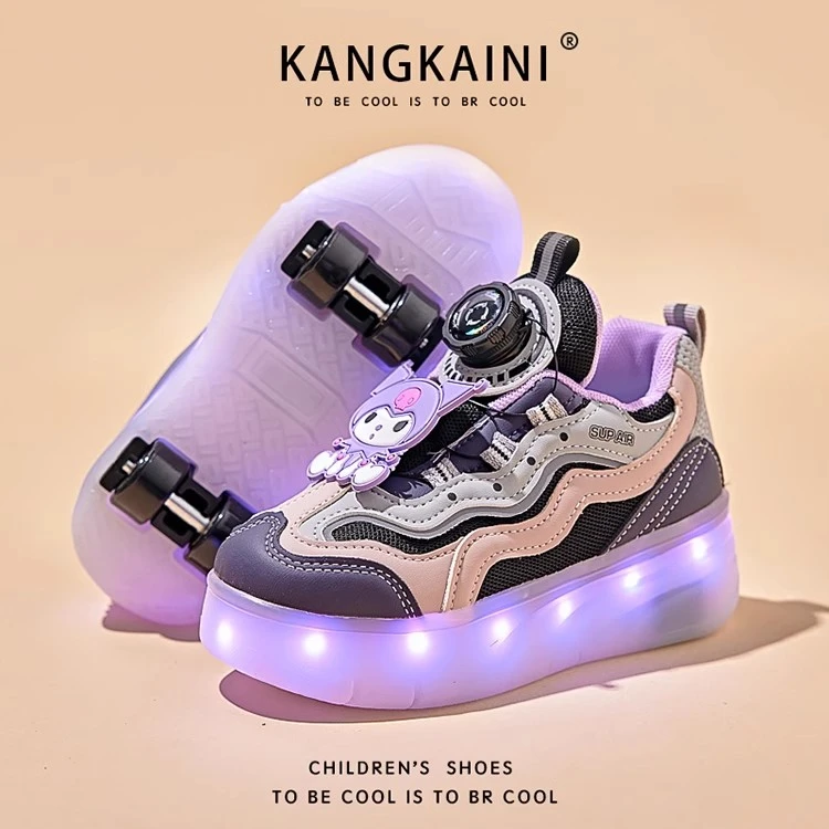 ABC暴走鞋女童2025新款儿童滑轮鞋库洛米亮灯公主鞋女宝宝溜冰鞋