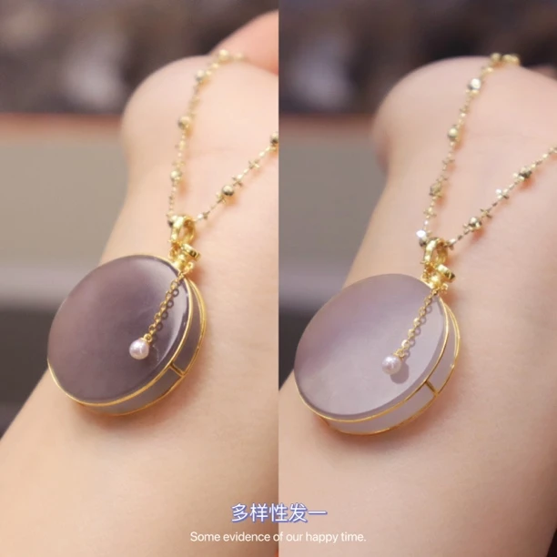 【圆缘无事牌】天然和田玉烟紫香水瓶设计万能扣无事牌（多样性发一）