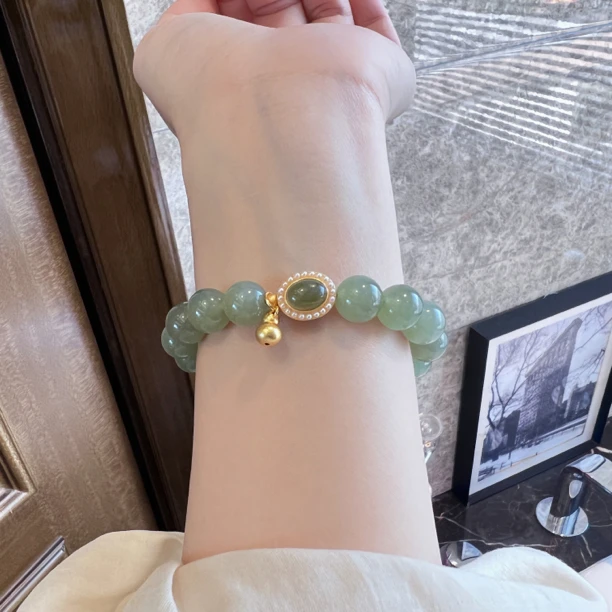 【若水手串】天然和田玉单圈小众轻奢气质款冰晴底毕业级玉手串