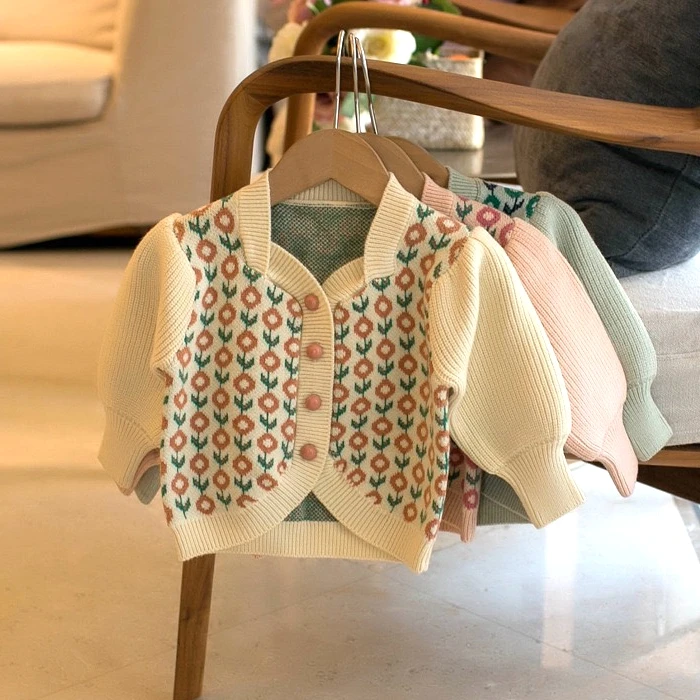 【高品质】2023女童毛衣开衫小童韩版外套女宝宝秋装新款针织衫外穿