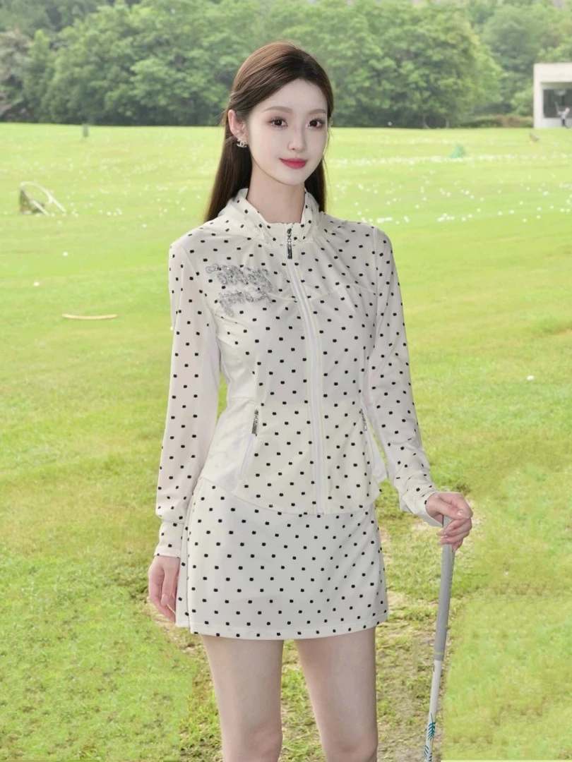 玛克明星同款kt联名防晒衣外套2024夏波点凉感连帽运动上衣短裙