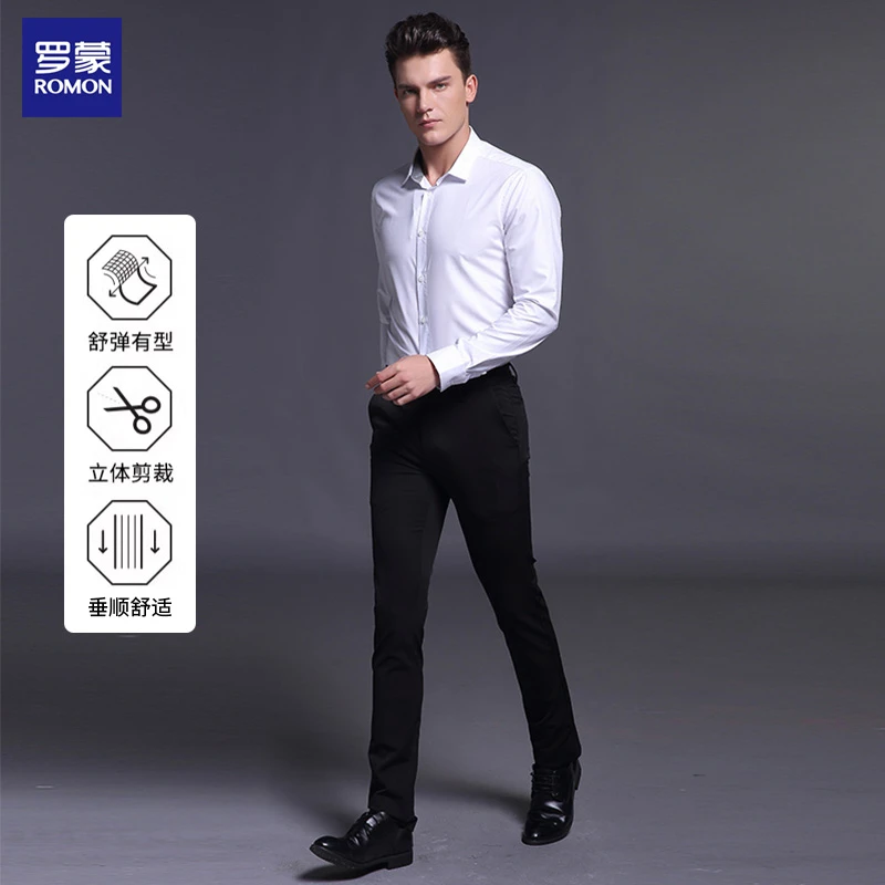 罗蒙加绒西裤秋冬新款直筒男士休闲裤轻奢潮牌男装加厚商务裤子男