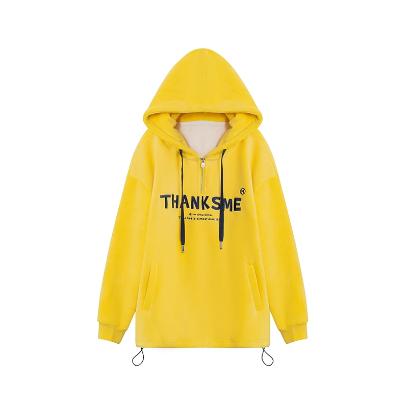 【私人高定】半拉链连帽字母加绒加厚下摆抽绳毛绒卫衣A2628JJ