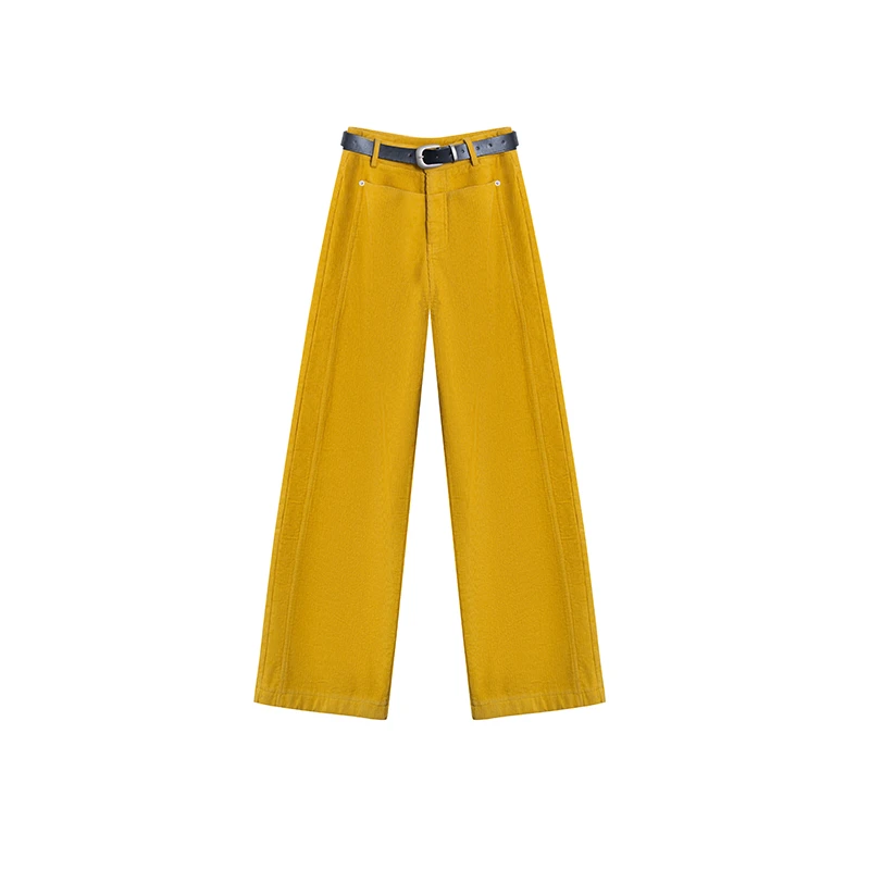 【一条过冬】高腰加绒加厚雪尼尔灯芯绒百搭时尚阔腿休闲裤A2611JJ