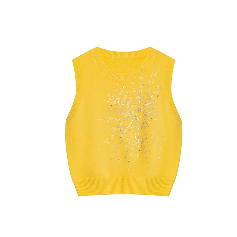 【切片专属】圆领针织亮钻时尚百搭重工针织马甲A2705