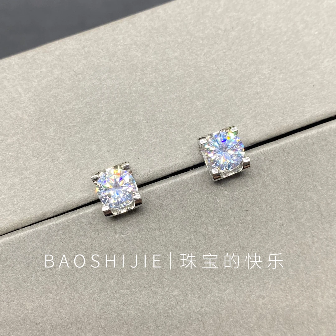 经典1ct牛头网红s925银针耳钉/e71