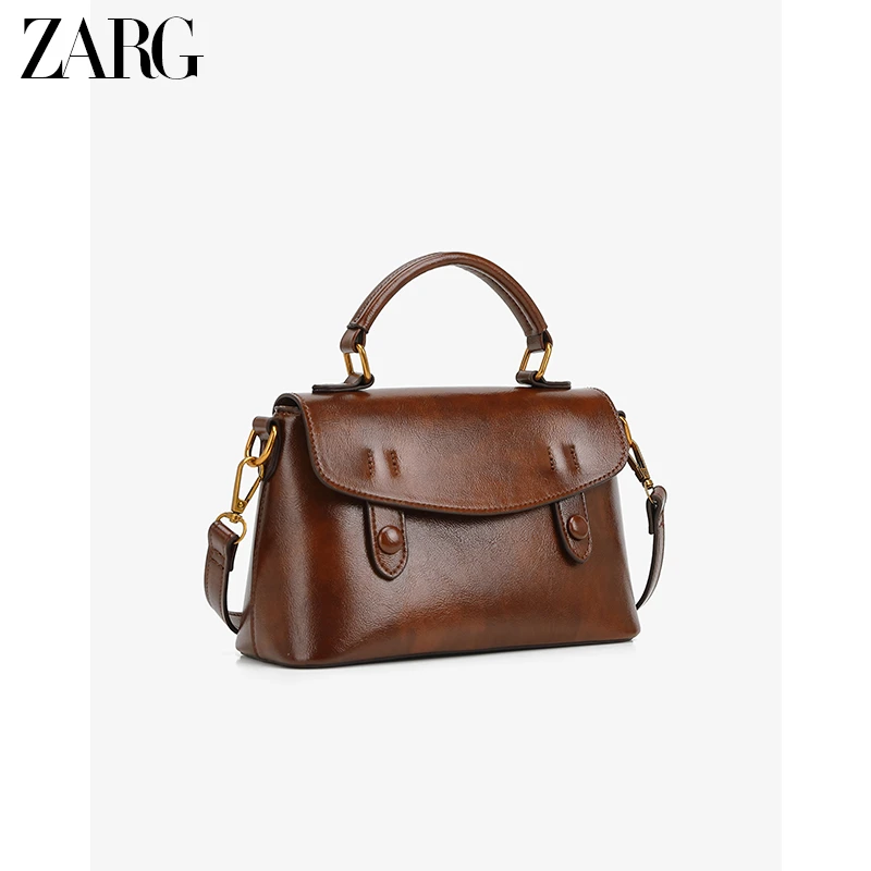 ZARG秋冬复古琥珀咖啡剑桥包单肩包-60282