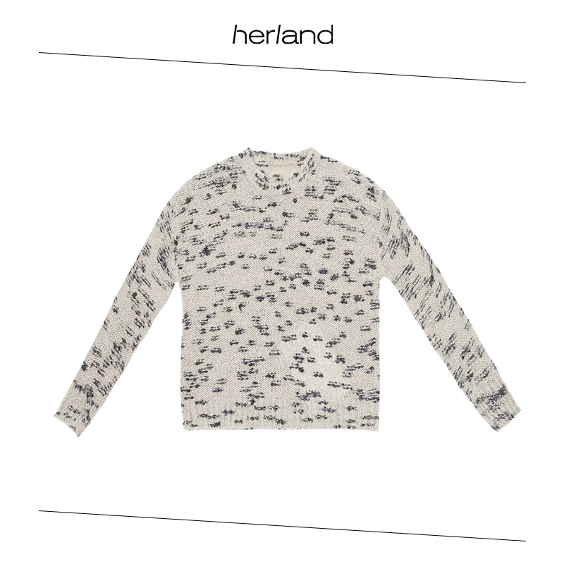 HERLAND她地【老坛酸菜】慵懒北欧风设计感小众修身宽松落肩毛衣