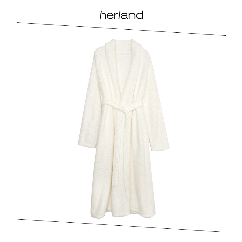 HERLAND她地【睡衣两件套】舒适休闲宽松柔软细腻半边绒家居套装