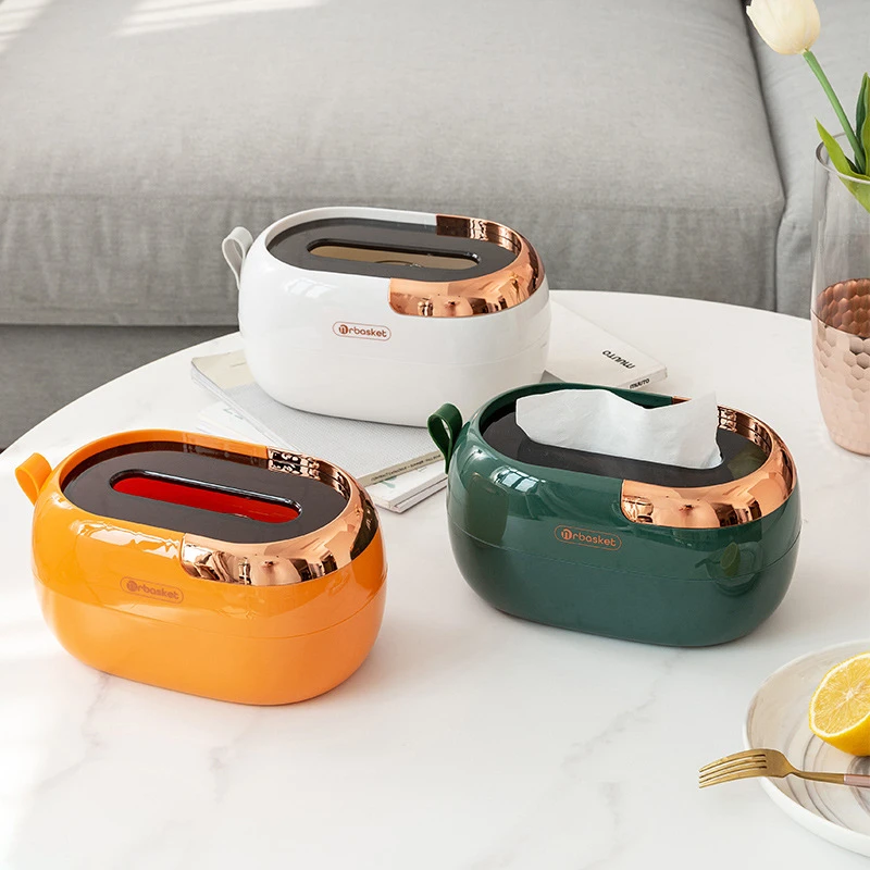 纸巾盒壁挂式抽纸盒家用客厅创意桌面茶几轻奢风高档弹簧餐巾纸盒