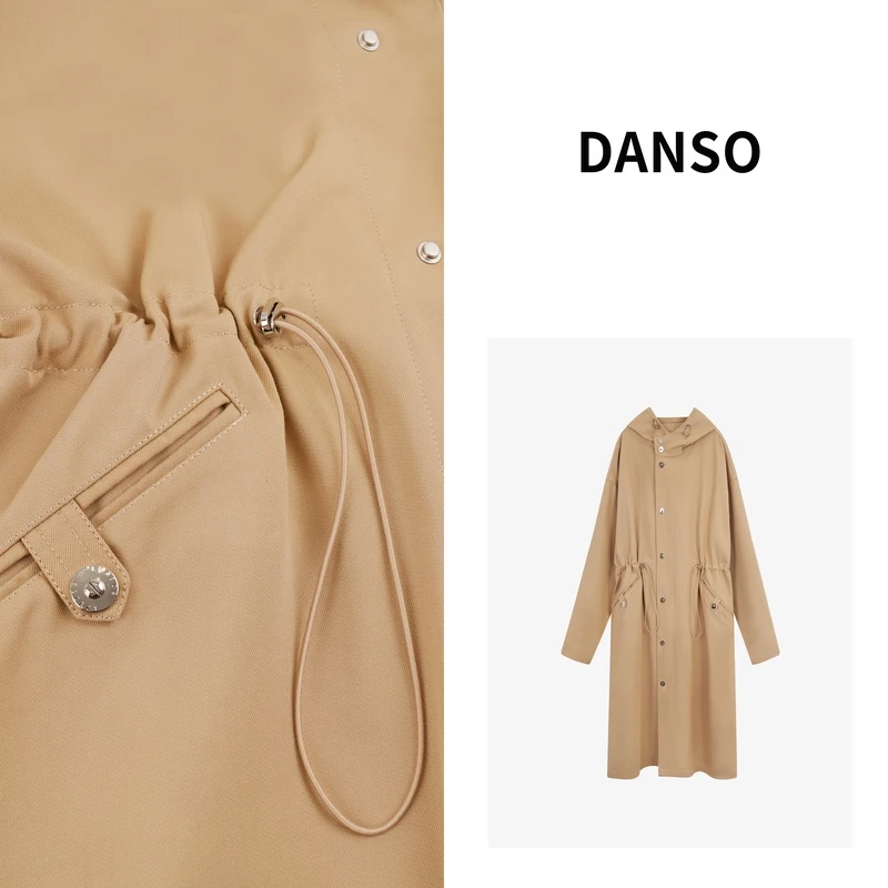 DANSO【天 丝羊毛帽子风衣】简约洋气高级感流行宽松风衣外套99656D