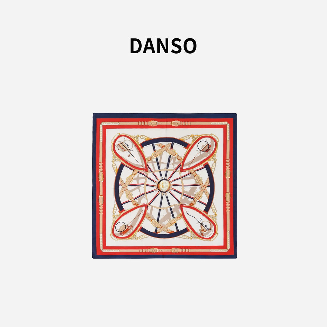 DANSO【玫瑰丝巾】玉美华夏季女士双面条纹大方拼色斜纹丝巾SW0772