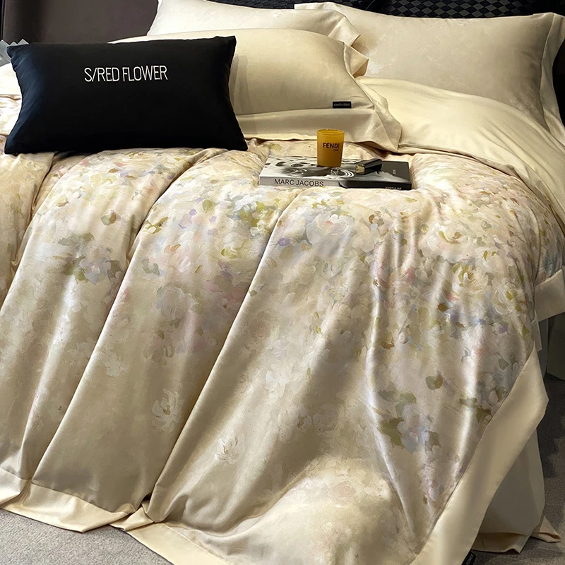 轻奢高端长绒棉天丝羊绒蛋白磨毛印花四件套床上用品4（瑞浮绒