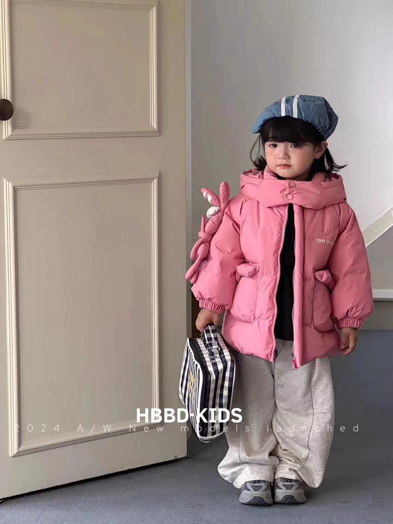 【带挂饰】现货Z063女童冬季加绒加厚棉服外套