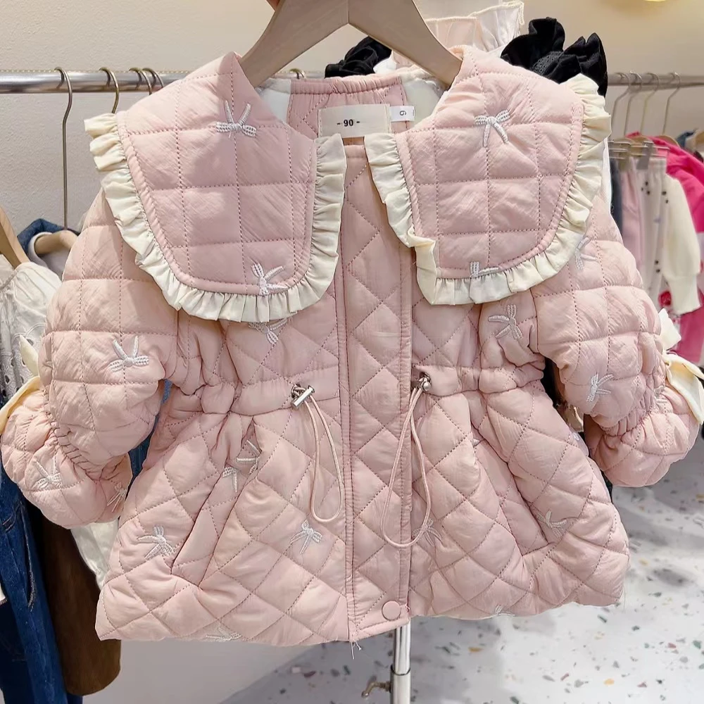 现货AK802女童冬季蝴蝶结加绒外套