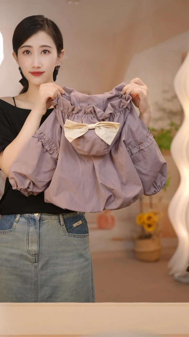 现货【紫色蝴蝶结外套】FF089女童秋季韩版蝴蝶结冲锋衣外套