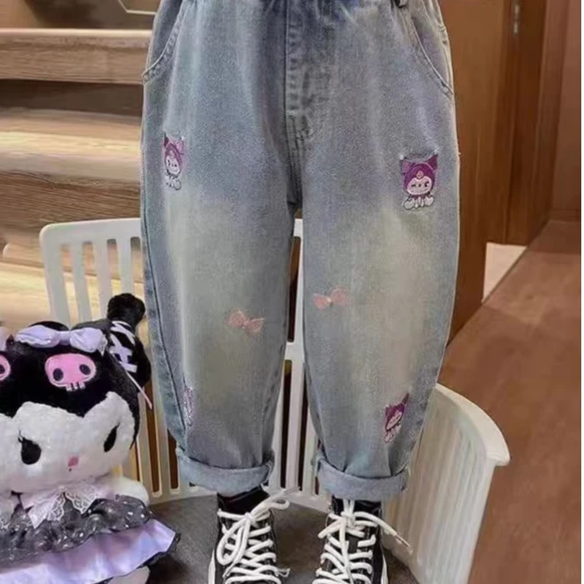 现货AC959女童秋季刺绣库洛米牛仔裤