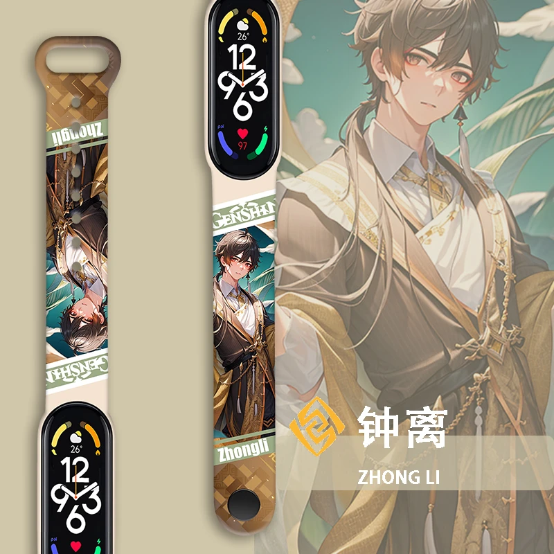 适用于小米手环腕带3/4/5/6/7/8代表带通用nfc版卡通原神潮流创意