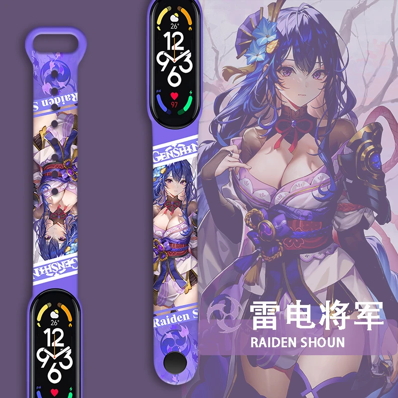 适用于小米手环腕带3/4/5/6/7/8代表带通用nfc版卡通原神潮
