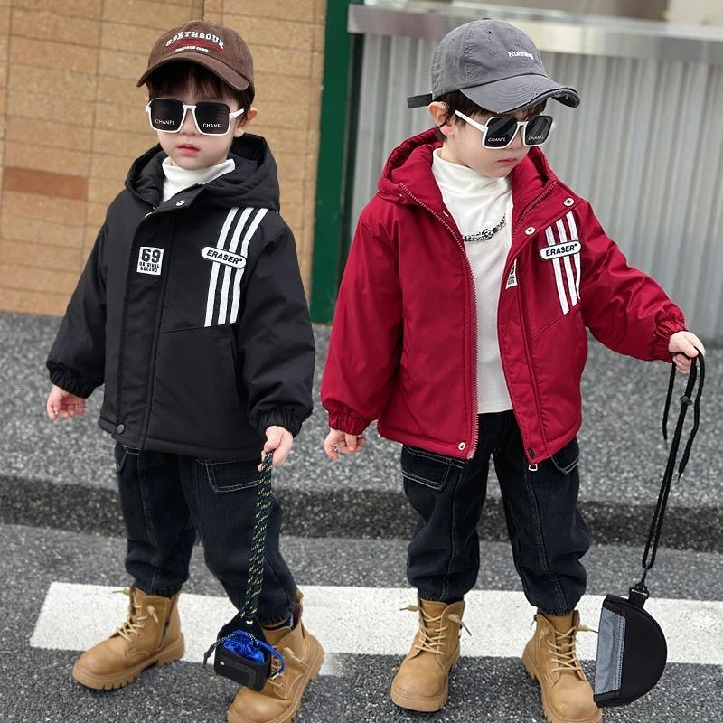 【一件过冬】儿童男童加绒外套秋冬季2023新款加厚棉袄派克服冬装