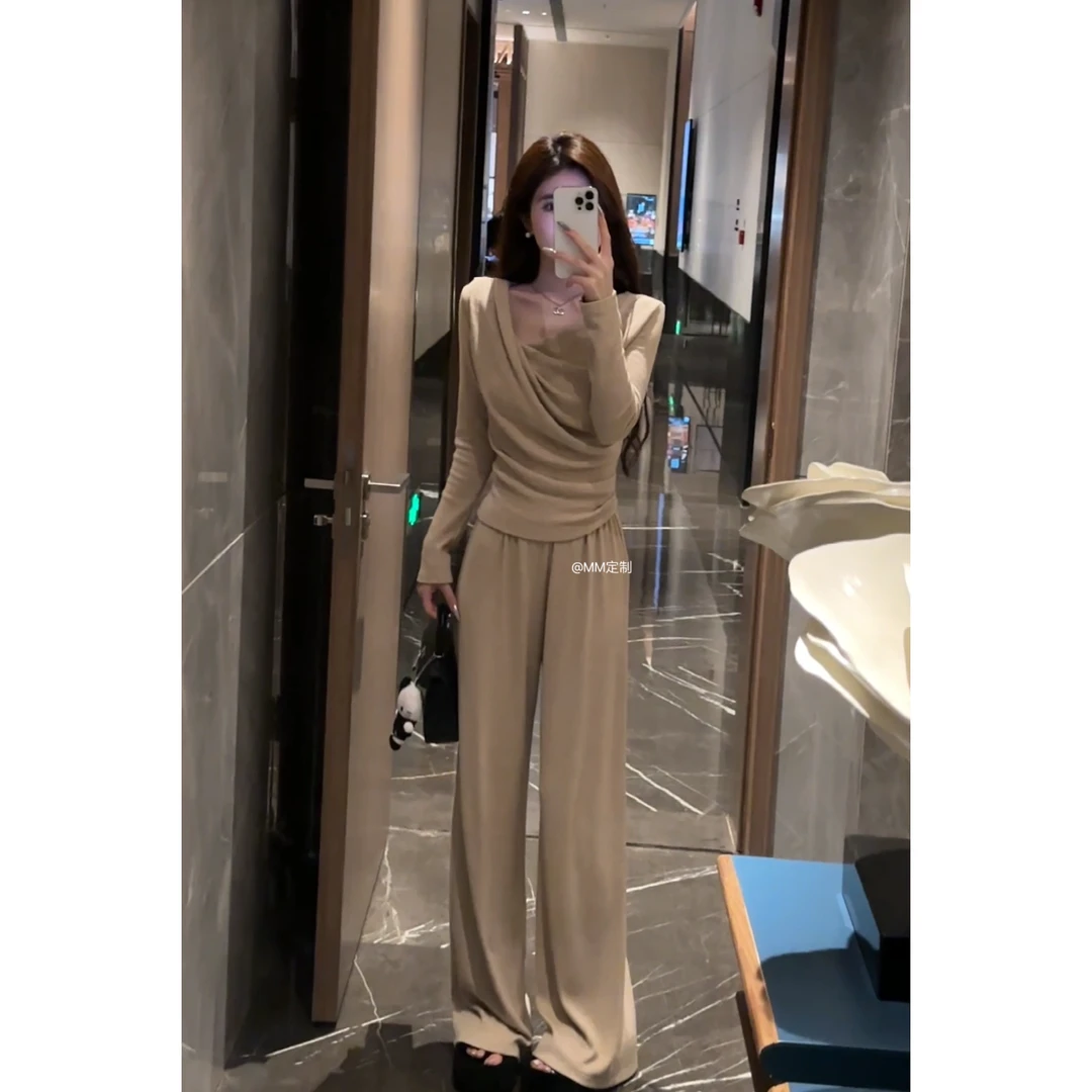 【清雅气场】2024冬季新款时尚显瘦气质穿搭阔腿裤A83