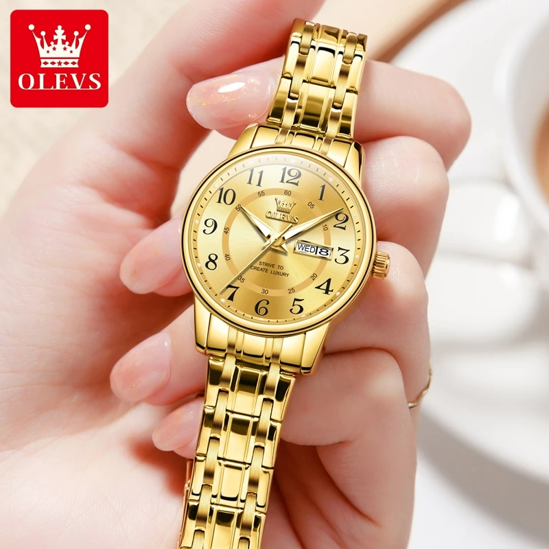 欧利时手表女士防水正品石英表金色女式腕表高档气质轻奢小众女表