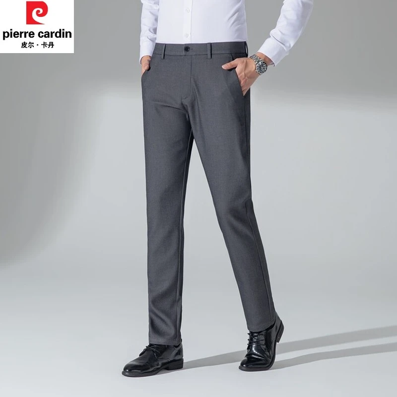 皮尔卡丹男士休闲裤春秋季免烫针织四面弹长裤子上班工作商务西裤