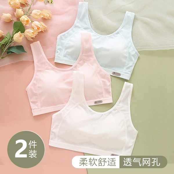 琦琳丹360度透气网孔少女文胸显小内衣春夏薄款透气网孔运动背心