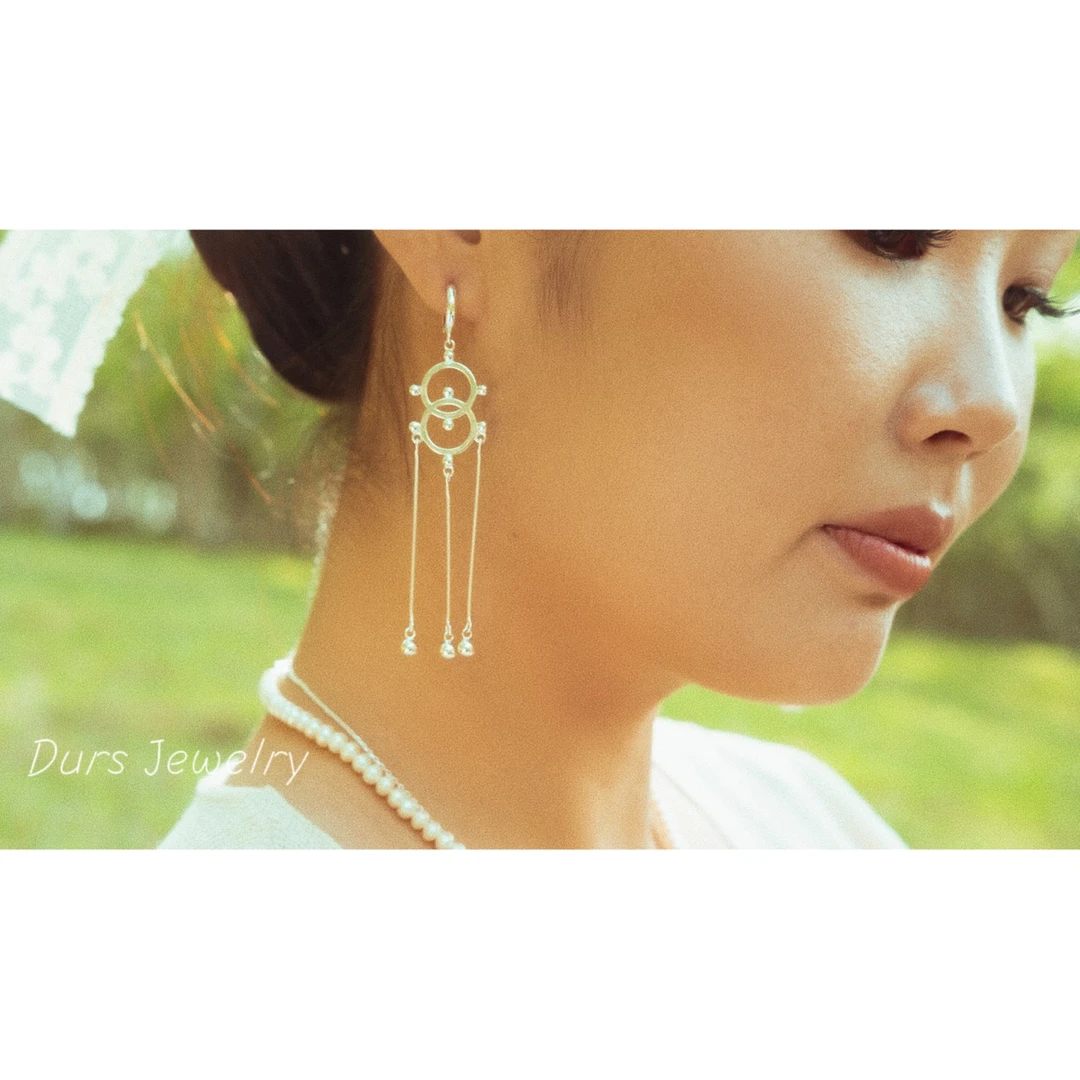 925银耳饰 Durs原创蒙古汗纹饰耳坠 khan pattern earrings气质