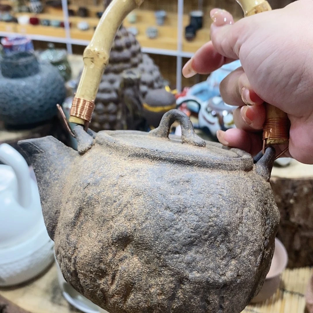 志野柴烧古喜茶器