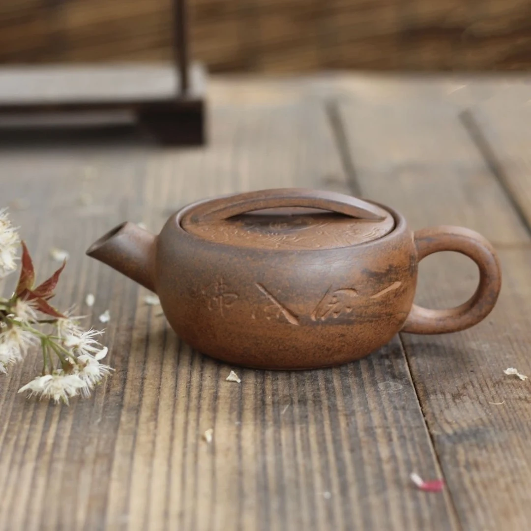 复古陶瓷茶壶老岩泥功夫茶具中式家用手工泡茶单壶