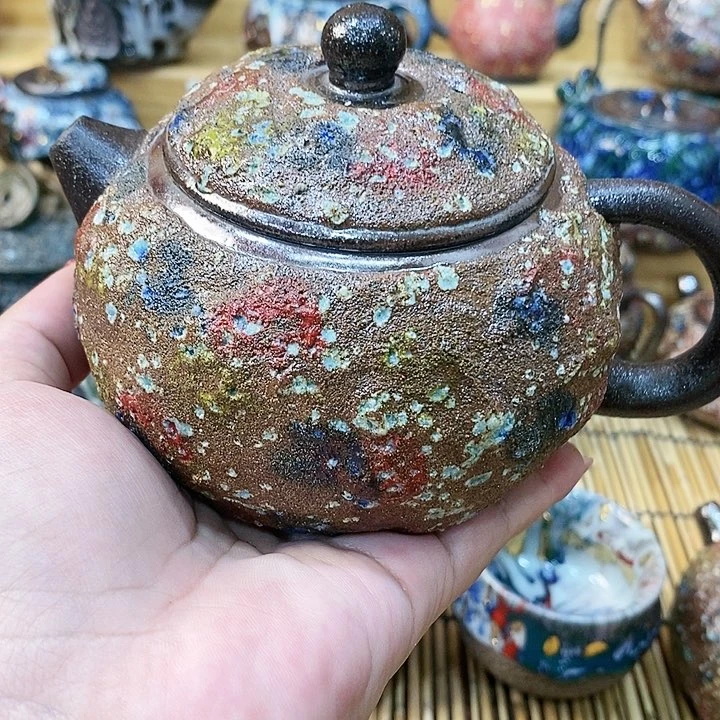 志野柴烧古喜茶器