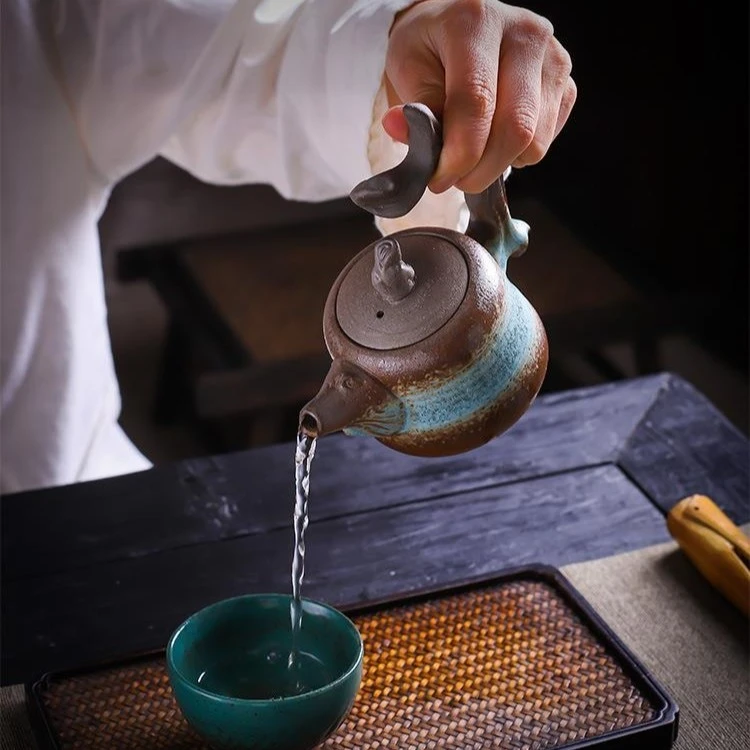 陶瓷家用粗陶岩泥仿古围炉煮茶壶烧水提梁壶温茶壶泡茶器功夫茶具
