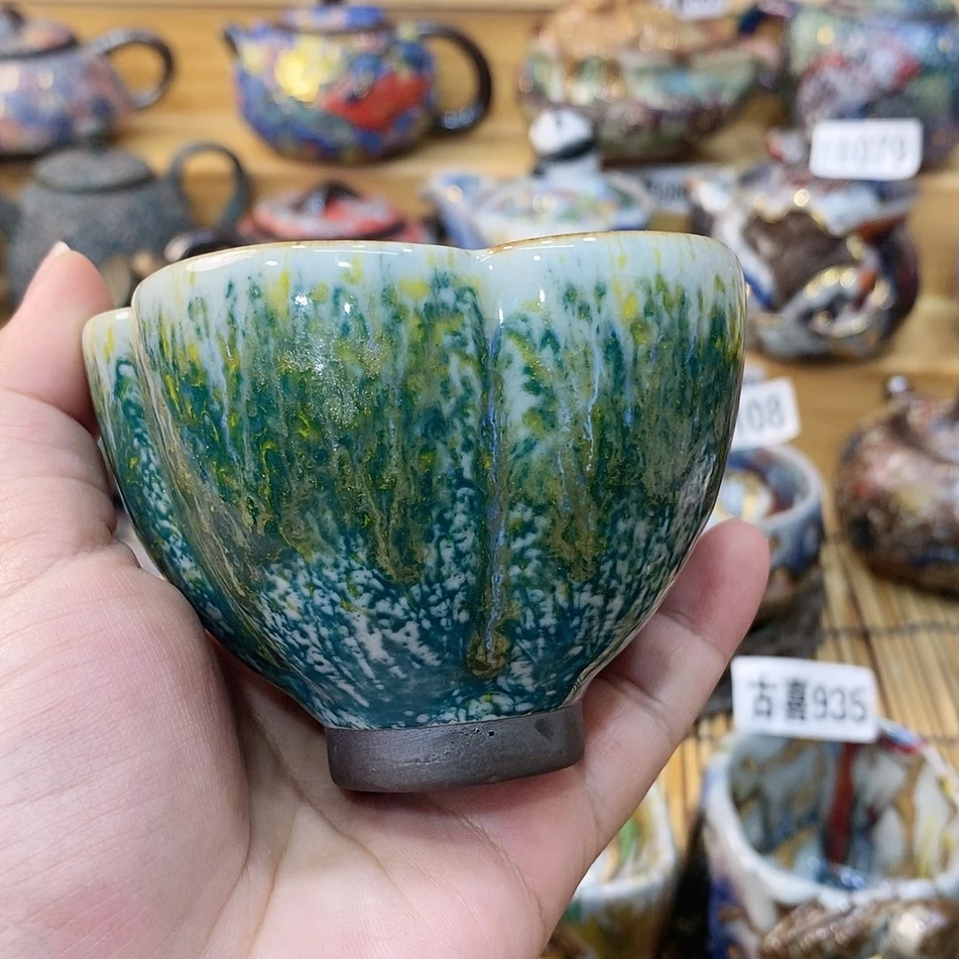 志野柴烧古喜茶器