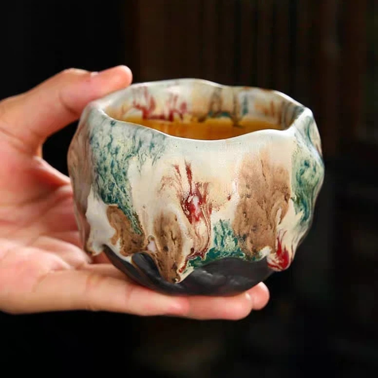 古喜志野烧手工主人杯单杯复古陶瓷铁胎品茗杯功夫茶盏窑变茶杯