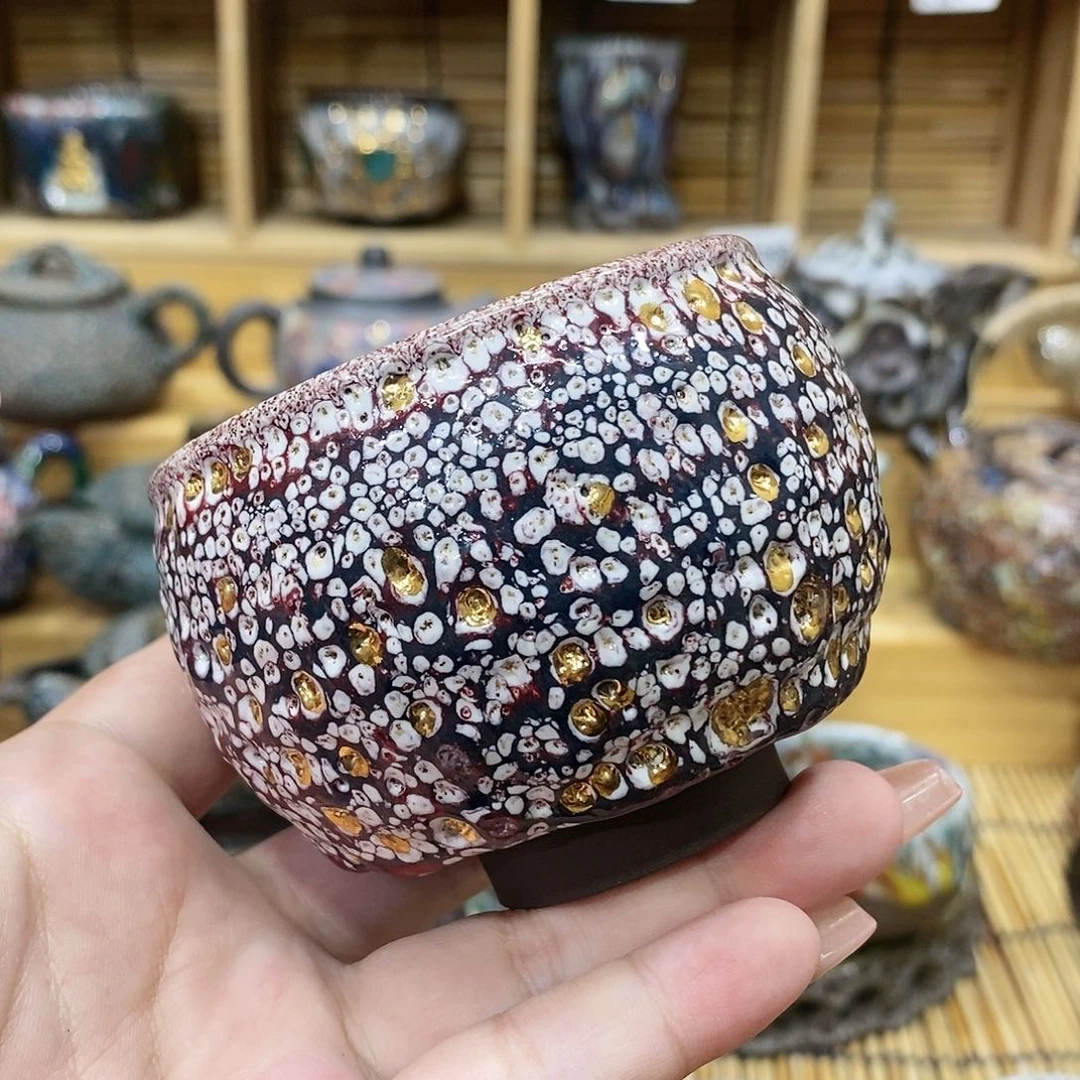 志野柴烧古喜茶器