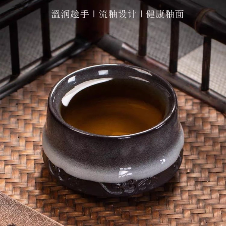 古喜功夫茶杯茶盏流釉主人杯单杯高端品茗杯陶瓷茶具个人杯专用
