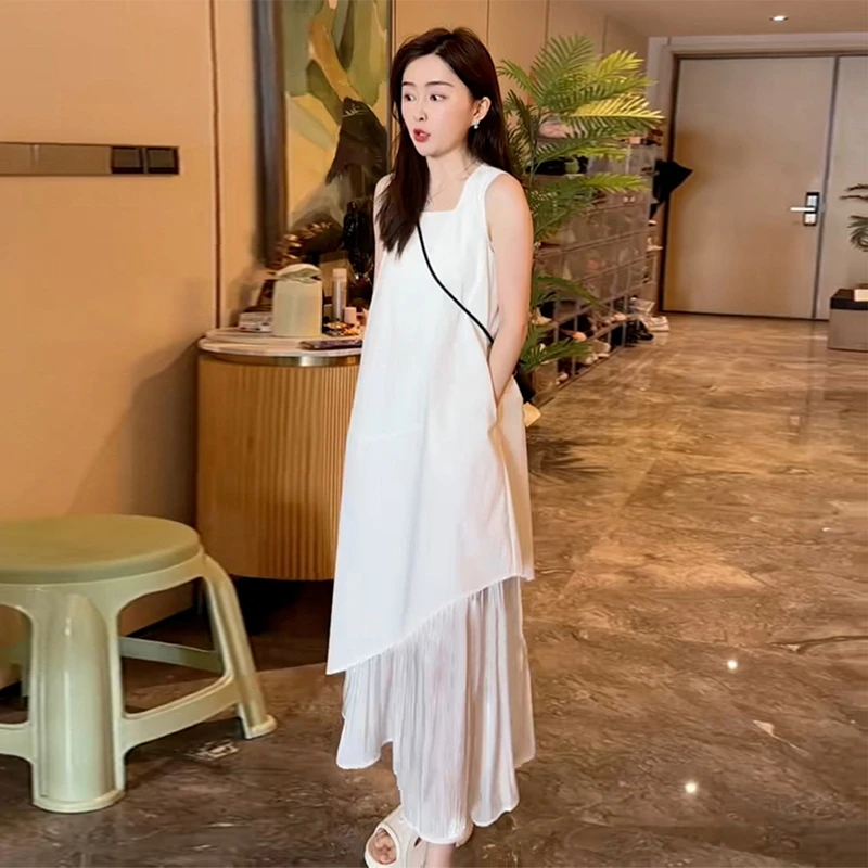 3963吊带背心连衣裙子女2025初夏季新款海边度假穿搭无袖背带长裙