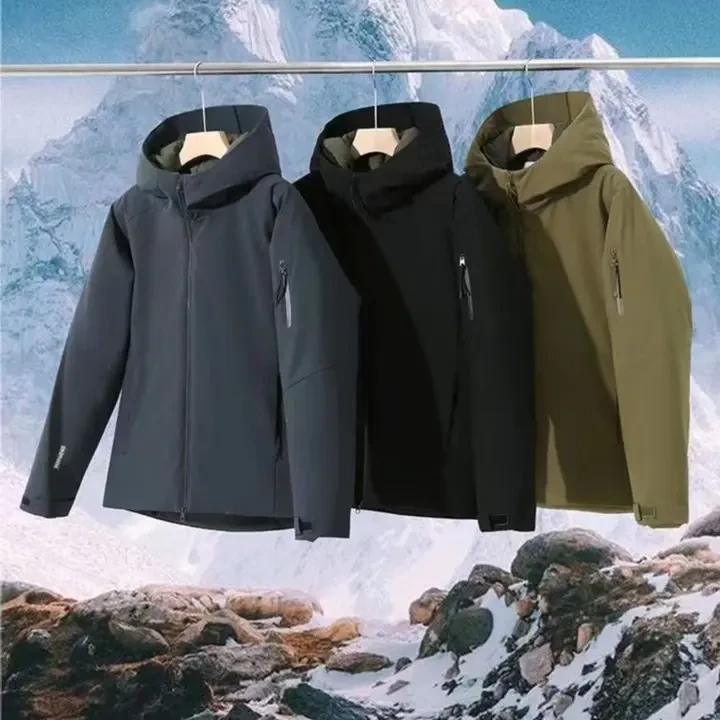 上身很帅！掌柜力荐！男士户外冬季巨保暖连帽外套棉服2387